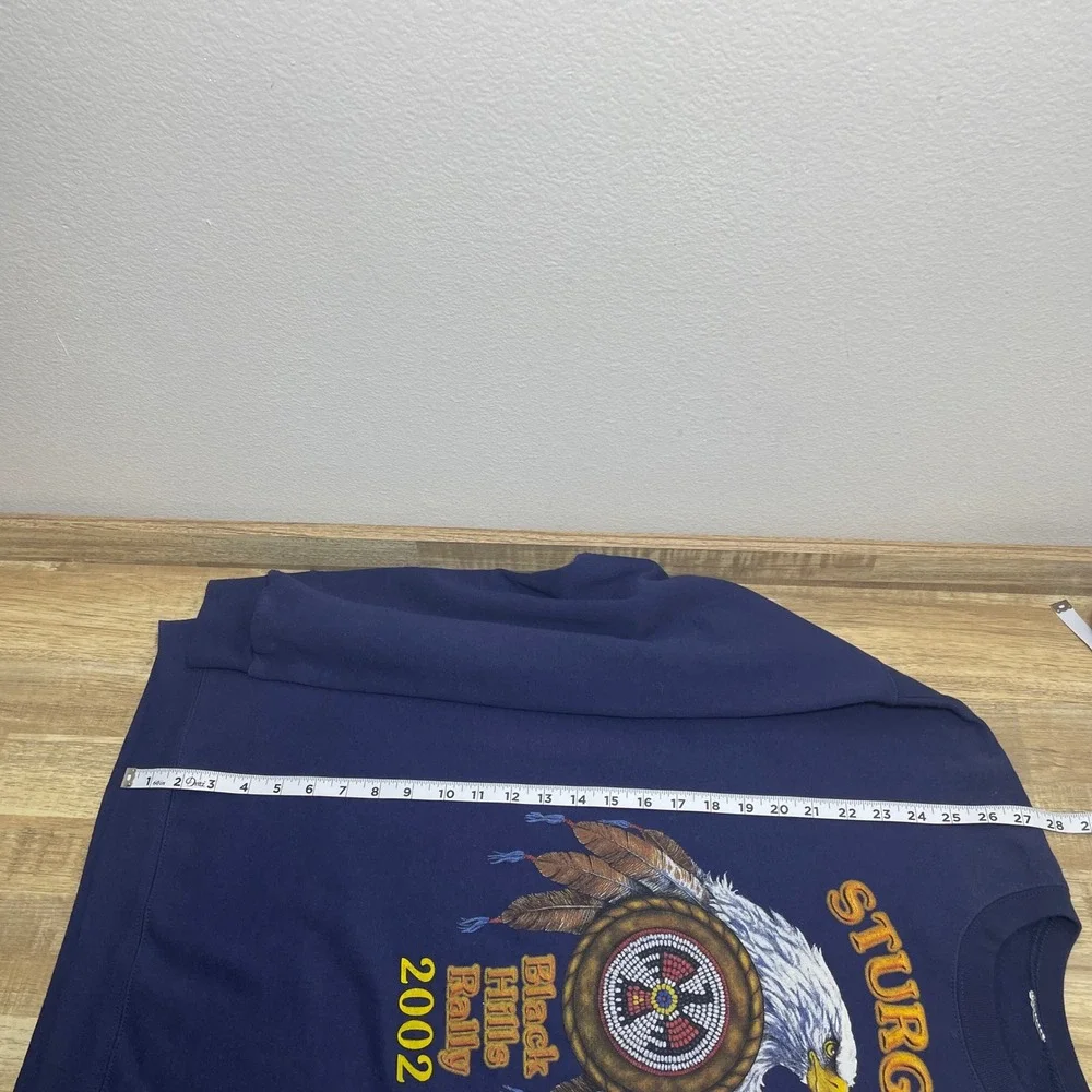 Vintage Sturgis Black Hills Rally Eagle Graphic Crewneck Sweater Men L Navy READ